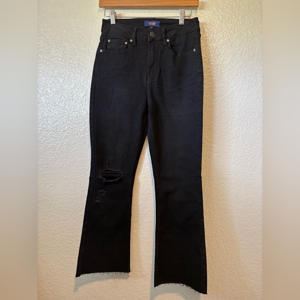 Cavalli Class Black High Rise Flare Jeans - Picture 2 of 11